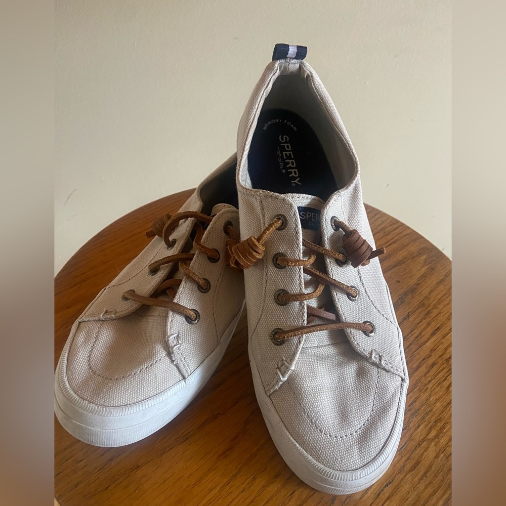 Sperry Top-Sider Memory Foam Boat Sneakers Women’s Size 8 Beige/Canvas/Cream